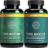 Primal Harvest Multivitamin & Magnesium Supplements for Women and Men Multi Vitamin Capsules and Magnesium Glycinate Pills Bundle