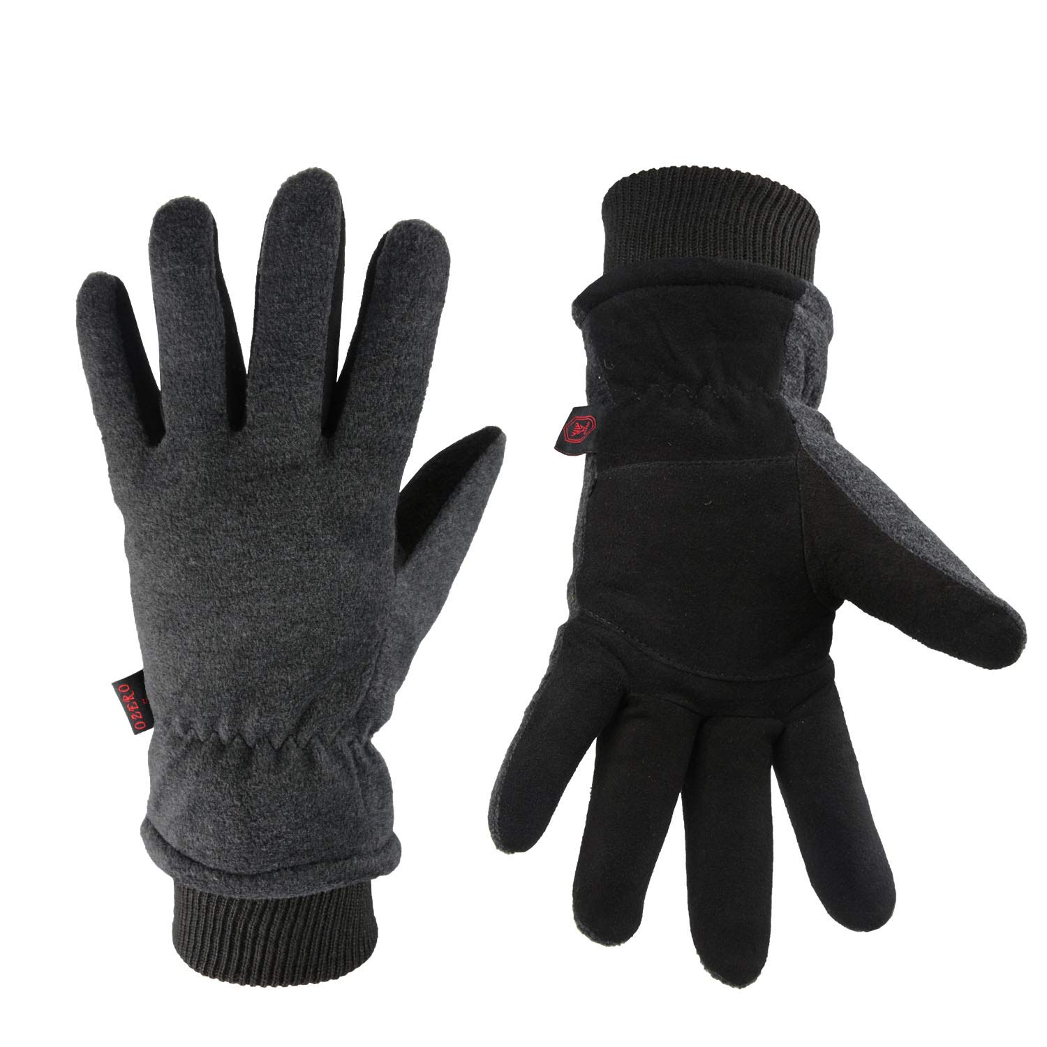 OZERO Winter Gloves -30°F Cold Proof Deerskin Suede Leather Insulated Water-Resistant Windproof Thermal Glove for Driving Hiking Snow Work in Cold Weather - Warm Gifts for Men and Women