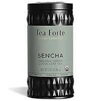 Tea Forte Organic Green Tea, Makes 35-50 Cups, 2.82 Ounce Loose Leaf Tea Canister, Sencha