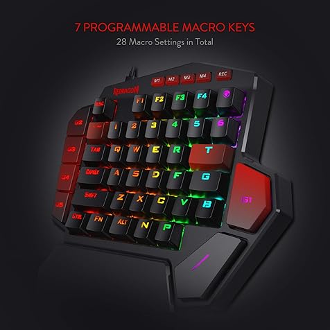 K585 DITI One-Handed RGB Mechanical Gaming Keyboard, 42 Keys Type-C Professional Gaming Keypad w/Upgraded Hot-Swappable Socket, 7 Onboard Macro Keys & Detachable Wrist Rest