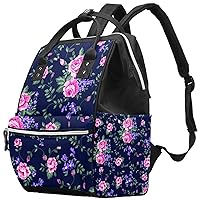 Diaper Bag Flower Backpack Waterproof Care Bag Multifunctional Nappy Changing Bag For Men Women 10.6x7.8x14in
