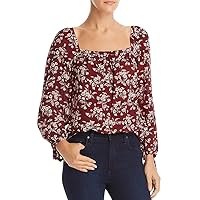 Rebecca Taylor Womens Tilda Pullover Blouse, Red, X-Small