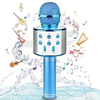 Bluetooth Karaoke Wireless Microphone for Kids, Hottest Birthday Presents Toys for 9 10 11 12 Years Old Boys Girl(Blue)
