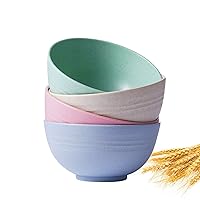 Cereal Bowls - Set of 4 Wheat Straw Fiber Bowls，Unbreakable & Lightweight for Snacks, Rice, Condiments, Side Dishes, or Ice Cream, Dishwasher & Microwave Safe