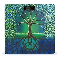 The Tree of Life Digital Bathroom Scale for Body Weight Lighted Large LCD Display Round Corner Home