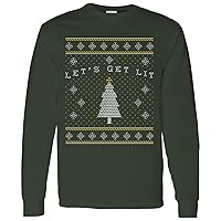 Let's Get Lit Christmas Tree - Funny Holiday Ugly Sweater Christmas Long Sleeve T Shirt