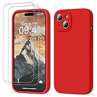GOODVISH Compatible with iPhone 15 Case, Silicone Upgraded [Enhanced Camera Protection] Phone Case with [2 Screen Protectors], Soft Anti-Scratch Microfiber Lining Inside, 6.1 inch, Red