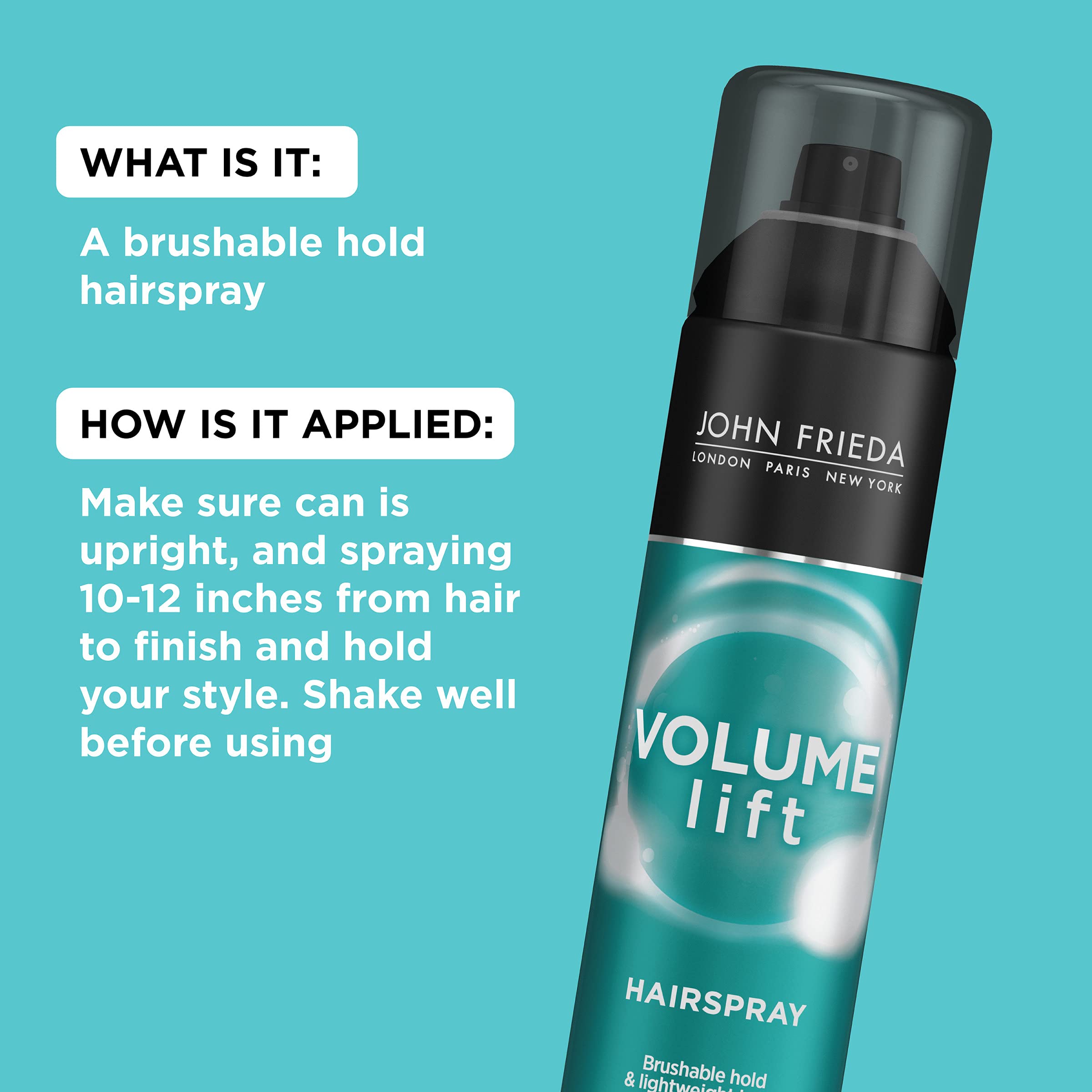 John Frieda Volume Lift Hairspray for Fine or Flat Hair Safe for Color-Treated Hair Volumizing Hair Nourishing Spray with Air-Silk Technology 10 Ounces