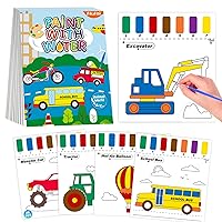YPLUS Paint with Water Books for Toddlers, Watercolor Painting Paper for Kids Ages 1-3, 2-4, Art Craft Gift for Drawing with Brush, transportation