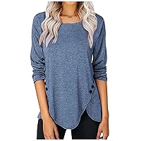 Plus Size Tops for Women Fashion Solid Color Print Casual Loose Comfy Irregular Hem Tunic Workout Blouse Shirt Top