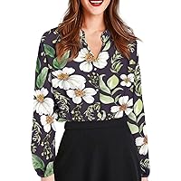 V Neck Button Down Shirts for Women Casual Long Sleeve Blouses