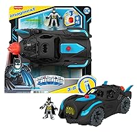 Fisher-Price Imaginext DC Super Friends Batman Toy, Lights & Sounds Batmobile with Batman Figure for Preschool Kids Ages 3+ Years
