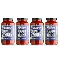 Sonoma Gourmet Roasted Veggies Pasta Sauce | USDA Organic, Non-GMO, Gluten-Free and No Sugar Added | Made With Fresh Ingredients | 25 Ounce Jars (Pack of 4)