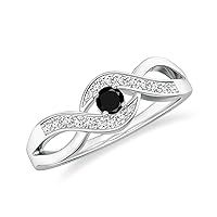 Natural Black Spinel Infinity Promise Ring for Women Girls in Sterling Silver / 14K Solid Gold/Platinum