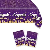 OULUN 2pcs Graduation Tablecloths Class of 2024 Congrats Grad Purple Graduation Party Tablecover Decorations Party Supplies Large Size Plastic 54