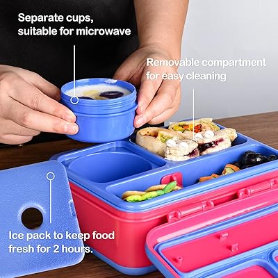 Genteen Kids Bento Box with Ice Packs and Insulated Lunch Bag, Kids Lunch  Box with Leak Proof Food Cup -Perfect for Toddler Lunch Box for Daycare