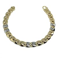 Jewelry Affairs 14k Yellow And White Gold Mariner Link Mens Bracelet, 8.5