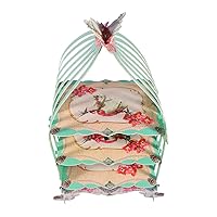 Exquisite Disposable Paper Cake Rack Paper Birthday Party Supplies Creative Dessert Storage Stand for Party (Green Bird 3 Layers) Decor for Banquet Celebration Favors
