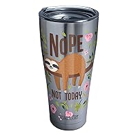 Tervis Sloth Nope Not Today Triple Walled Insulated Tumbler Travel Cup Keeps Drinks Cold & Hot, 30oz Legacy, Stainless Steel