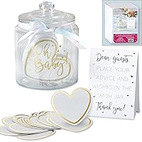 Kate Aspen Iridescent Baby Shower Decorations, Wishes For The Baby Jar with 50 Heart Shaped Advice Cards Guest Book, Iridescent Decor, Oh Baby