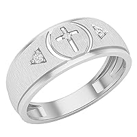 Dazzlingrock Collection 0.06 Carat (ctw) Round White Diamond Mens Cross Wedding Band Ring, Available in 10K/14K/18K Gold & 925 Yellow Gold Plated Sterling Silver