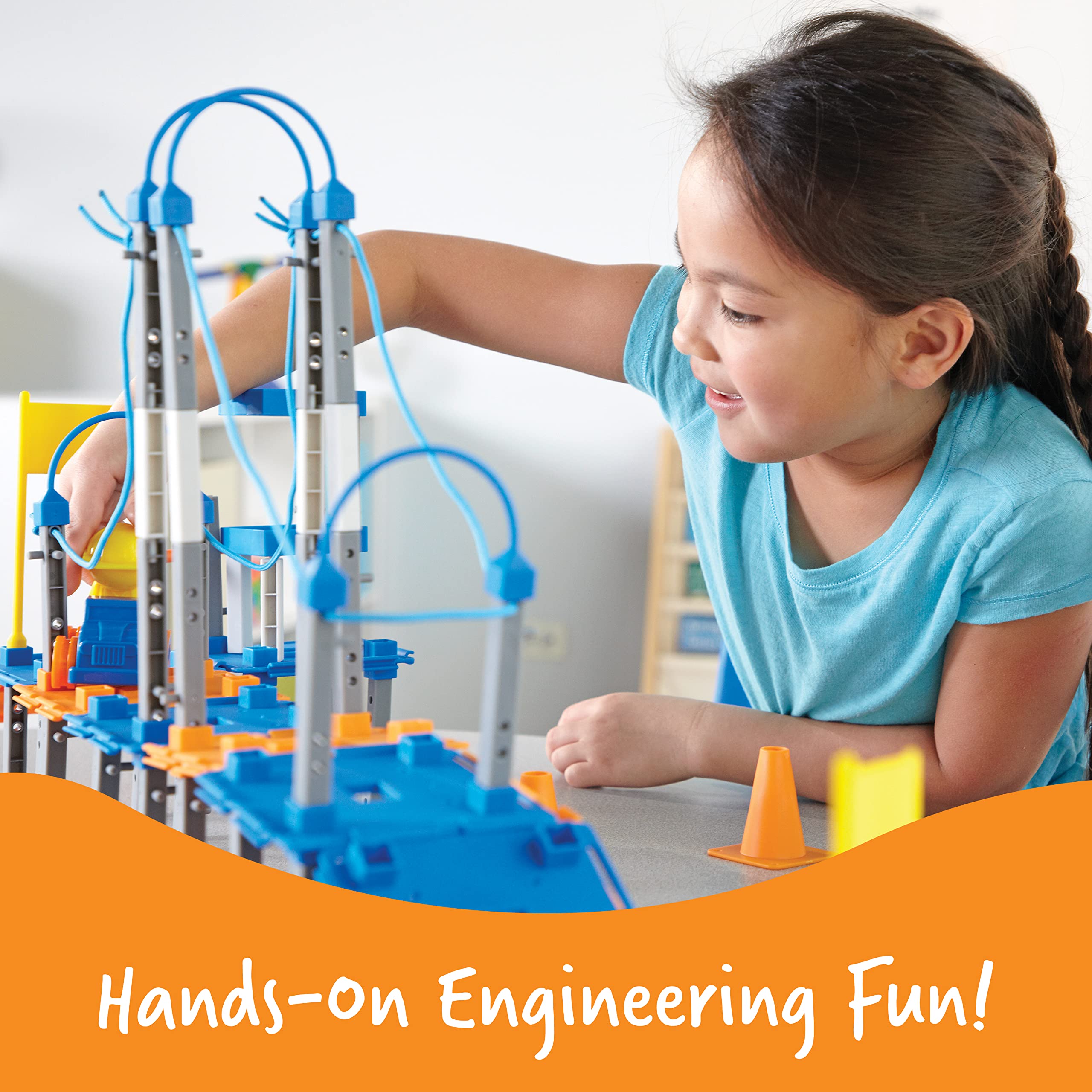 Learning Resources City Engineering and Design Building Set, Ages 5+,100 Pieces, Engineer STEM Toy, Construction Toys, Simple Machines Kids, Back to School Gifts