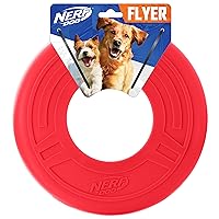 Nerf Dog Atomic Flyer Dog Toy, Flying Disc, Lightweight, Durable and Water Resistant, Great for Beach and Pool, 10 inch Diameter, for Medium/Large Breeds, Single Unit, Red, one-Size-for-Most