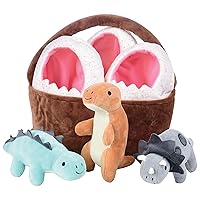 Cre8tive Minds Basket of Baby Dinosaurs, Plush Dolls, Super Soft Dinosaur Dolls Set, 7-Piece Toddler Toys Set for All Ages, Includes 3 Dinos, Basket and 3 Eggs, Multi-Color (MTC-1017)