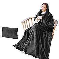Sherpa Wearable Blanket with Sleeves Arms, Super Soft Snuggly Body Blanket for Adult Women and Men, Portable, Gift for Her