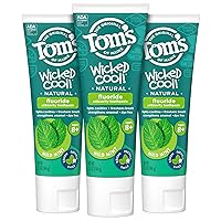 ADA Approved Wicked Cool! Fluoride Children's Toothpaste, Natural Toothpaste, Dye Free, No Artificial Preservatives, Mild Mint, 5.1 oz. 3-Pack (Packaging May Vary)