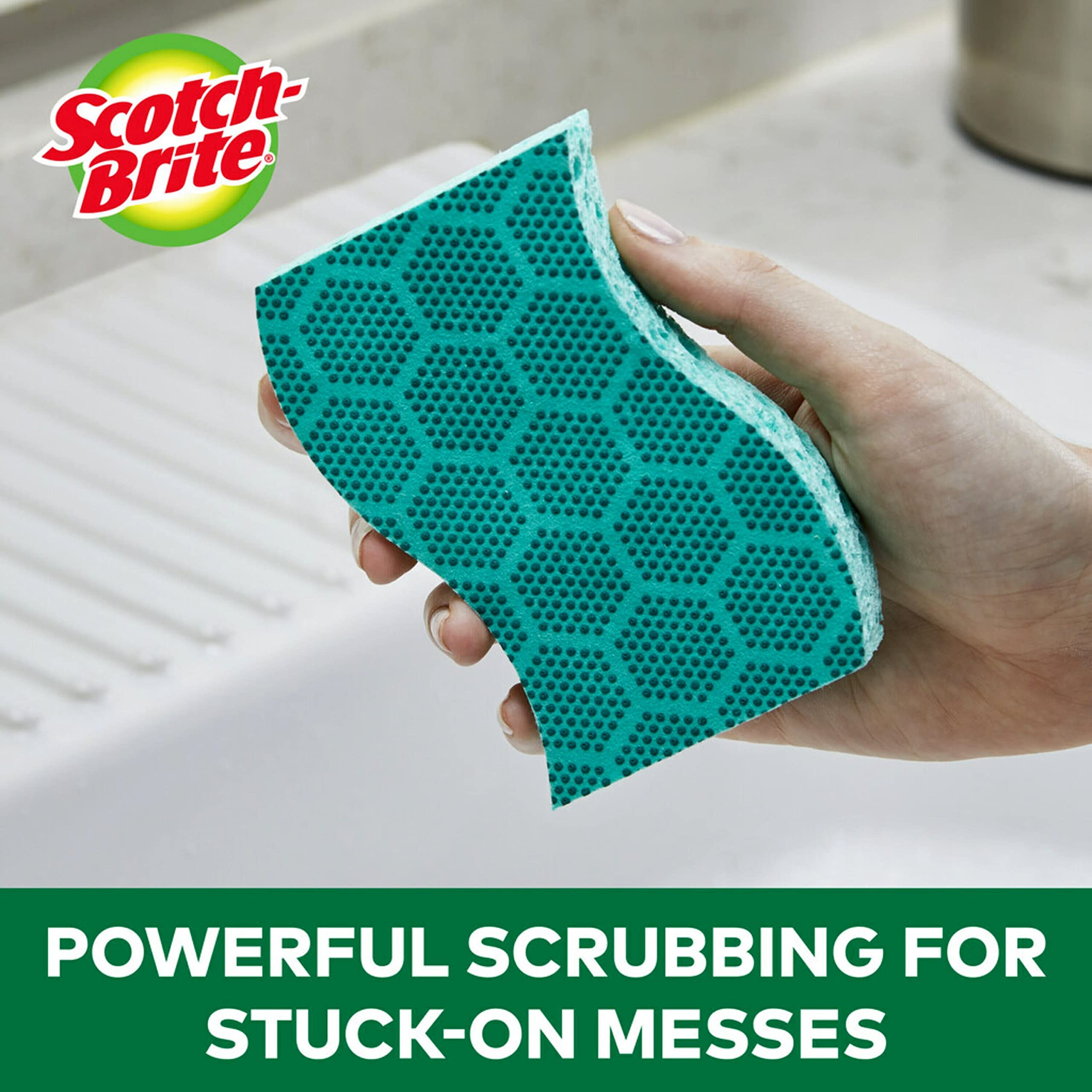Scotch-Brite Scrub Dots Heavy Duty Sponge, Powerful Scrubbing, Rinses Clean, For Washing Dishes and Cleaning Kitchen, 6 Scrub Sponges