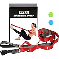 Stretching Strap with Loops - Non Elastic Stretch Band for Physical Therapy, Yoga Strap for Stretching Equipment, Stretch Bands for Exercise and Flexibility - Fascia, Hamstring & Leg Stretcher Belt