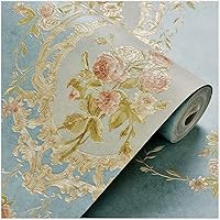 Blooming Wall Peel and Stick Floral Damasks Mirror Textured Wallpaper Wallcovering Wallpaper in Livingroom Bedroom, 34.2 Square ft/roll (Main Flower Prepasted)