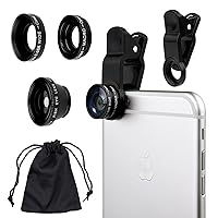 iPhone 7+ Black Universal 3 in 1 Camera Lens Kit - Micro, Wide Angle and Fish Eye
