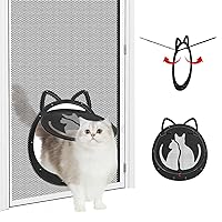 Cat Door for Screen Door, Inside Openning 10x10x0.5 inch, Patent Desigh Pet Screen Door with Lockable Magnetic Flap for Doggy and Cat Door, Suitable 0-32lb Cats and Small Dogs, Black
