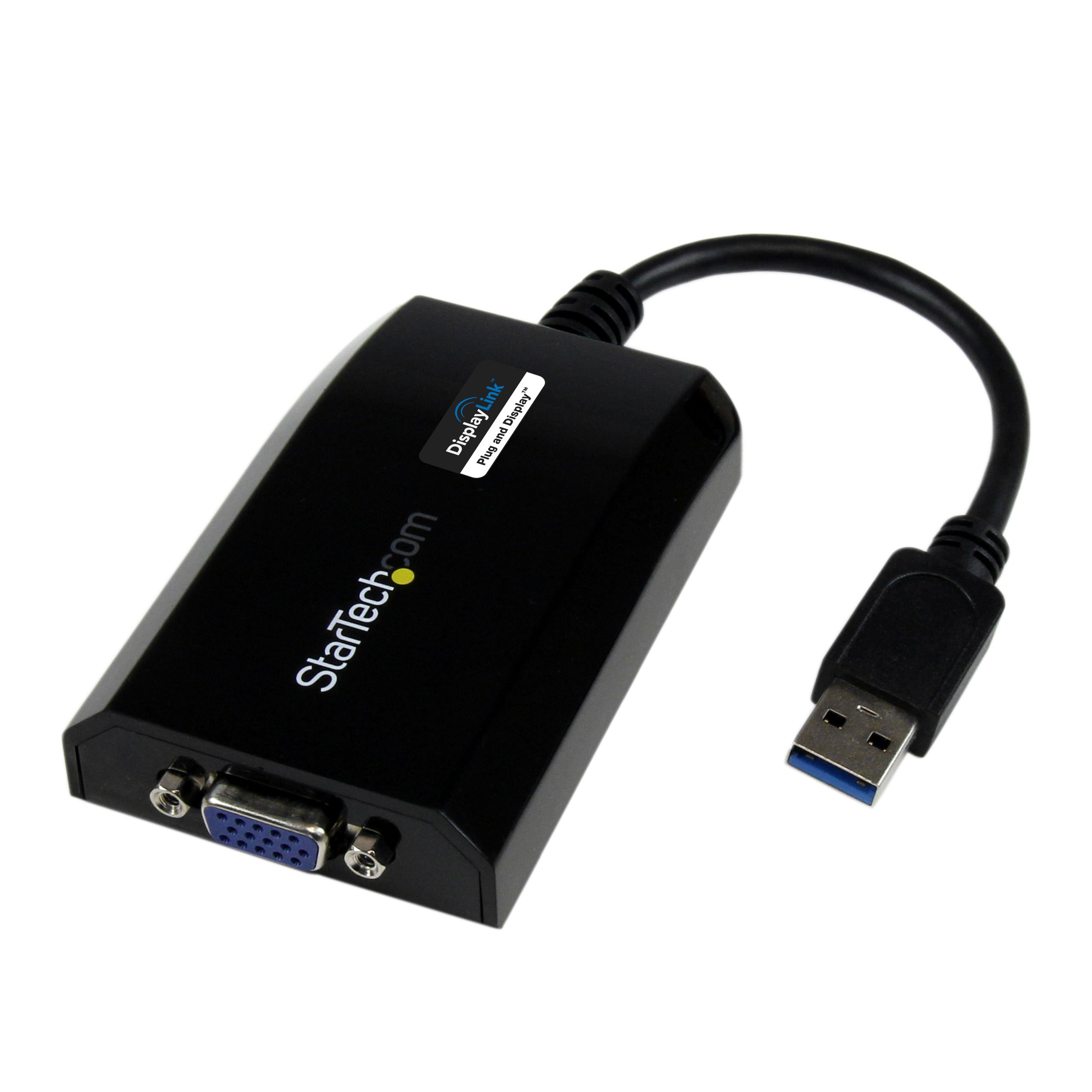 StarTech.com USB 3.0 to VGA Display Adapter 1920x1200 1080p, DisplayLink Certified, Video Converter w/ External Graphics Card - Mac & PC (USB32VGAPRO), Black