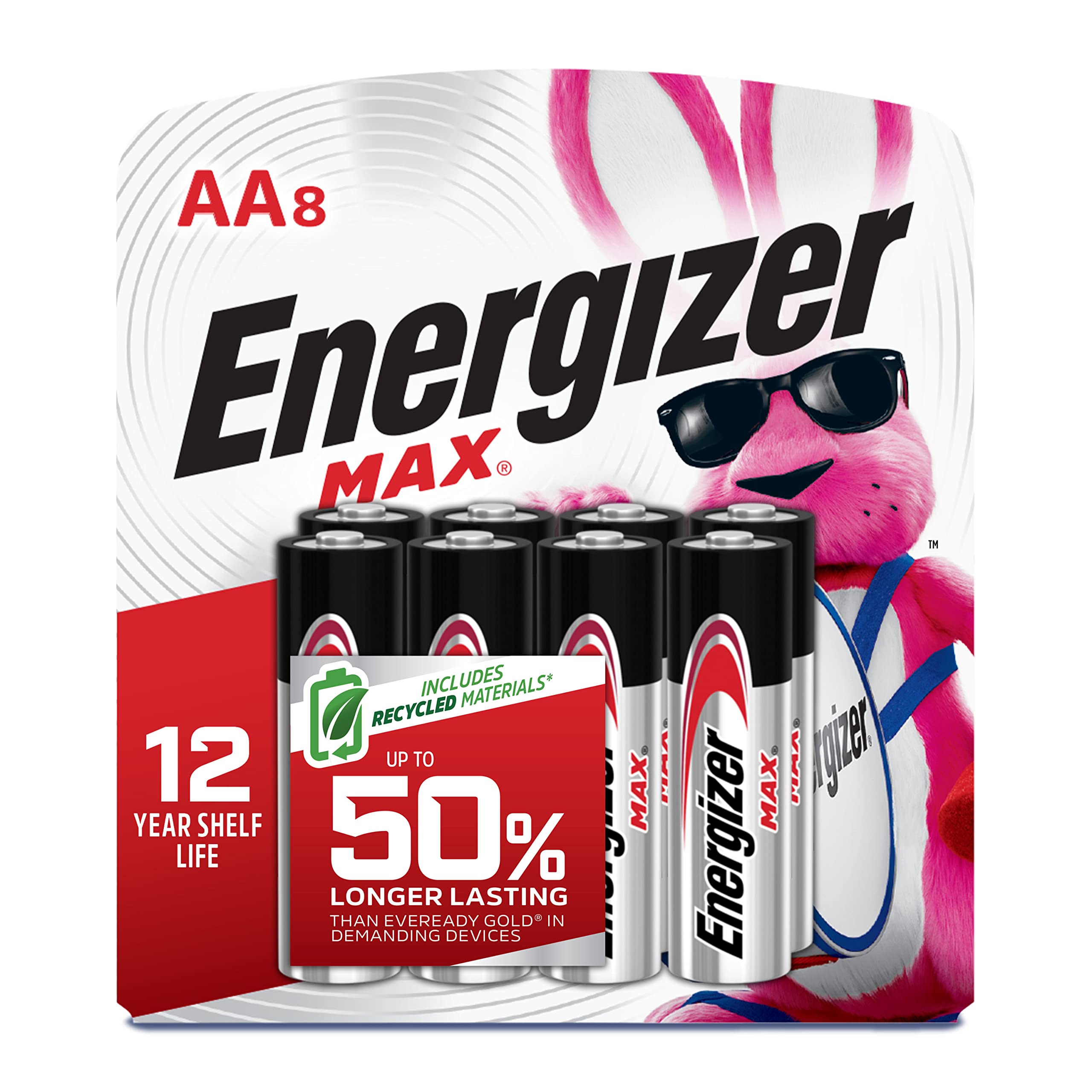 Energizer AA Batteries, Max Double A Battery Alkaline, 8 Count