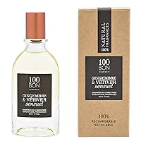 100BON Gingembre & Vetiver Sensuel – Sweet & Spicy Organic Fragrance for Women & Men –Woody, Citrus Fragrance with Bergamot, Ginger & Patchouli - 100% Natural Concentrate Fragrance Spray, 1.7 Fl Oz