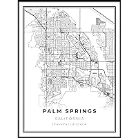 Palm Springs Map Print, California CA USA Map Art Poster, Modern Wall Art, Street Map Artwork 24x36