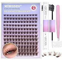 DIY Lash Extensions Kit, Brown Lash Clusters Kit Brown Individual Lashes Extension Kit Brown Strip Lashes with Lash Bond and Seal, DIY Eyelashes Extensions Kit for Self Application At Home (8-16MM)