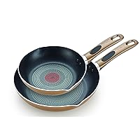 T-fal B036S264 Excite ProGlide Nonstick Thermo-Spot Heat Indicator Dishwasher Oven Safe 8 Inch and 10.5 Inch Fry Pan Cookware Set, 2-Piece, Bronze