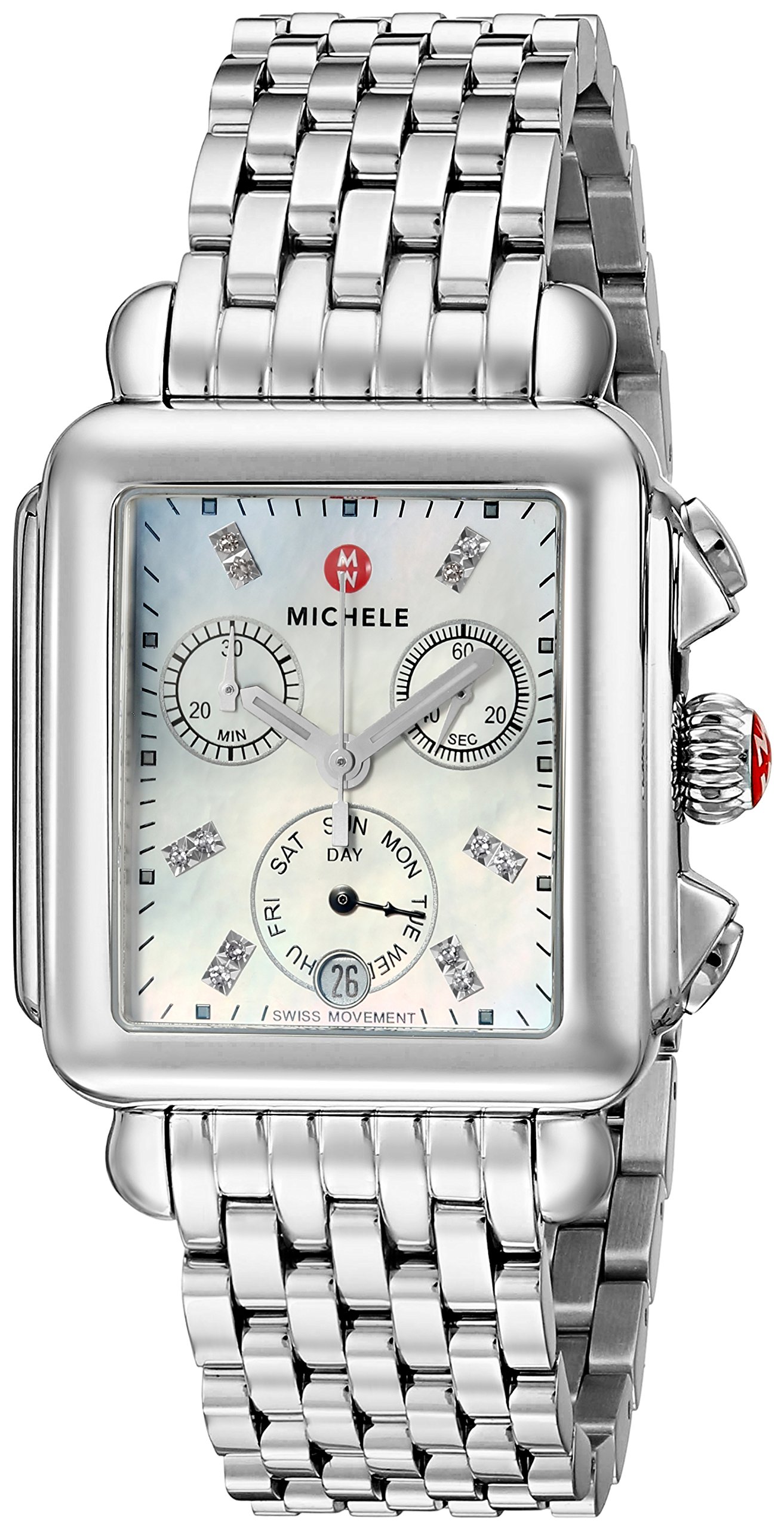 MICHELE Women's MWW06P000014 Deco Analog Display Swiss Quartz Silver Watch
