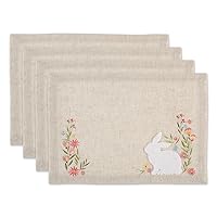 DII Spring Bouquet Tabletop Collection, Decorative and Versatile, Placemat Set, 13x19, Bunny, 4 Piece