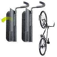 Swivel Bike Wall Mount by Delta Cycle (2-Pack) - Garage Bike Rack Swings 90 Degrees for More Floor Space - Bike Wall Hanger with Rear Tire Tray - Vertical Bike Rack Holds Any Bike Up to 40 lbs