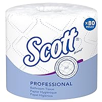 Scott® Professional Standard Roll Toilet Paper (04460), with Elevated Design, 2-Ply, White, Individually wrapped rolls, (550 Sheets/Roll, 80 Rolls/Case, 44,000 Sheets/Case)