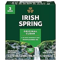 (PACK OF 3 BARS) Irish Spring ORIGINAL SCENT Bar Soap for Men& Women. 12-HOUR ODOR / DEODORANT PROTECTION! For Healthy Feeling Skin. Great for Hands, Face & Body! (3 Bars, 3.75oz Each Bar)