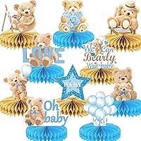 10 Pcs Bear Baby Shower Party Supplies Bear Honeycomb Centerpieces for We Can Bearly Wait Baby Party Decorations Table Honeycomb for Boys Kids Gender Reveal Baby Shower Wedding Birthday Party Favors