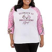 Realtree Women's Plus Size 3/4 Sleeve Colorblock Baseball Tee