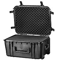Seahorse 1220 Heavy Duty Hard Protective Equipment Crate With Accuform Foam - TSA Approved/Mil Spec / IP67 Waterproof/USA Made for Telescopes, Drones, Gimbal, Camera, Diving Equipment (Black)