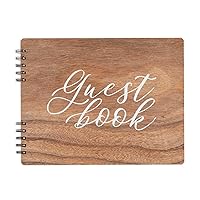 Paper Junkie Rustic Style Wooden Guest Book - Wedding Reception, Bridal Shower, Baby Shower, Quinceanera Guest Book (112 Pages, 11.25x8.75 in)
